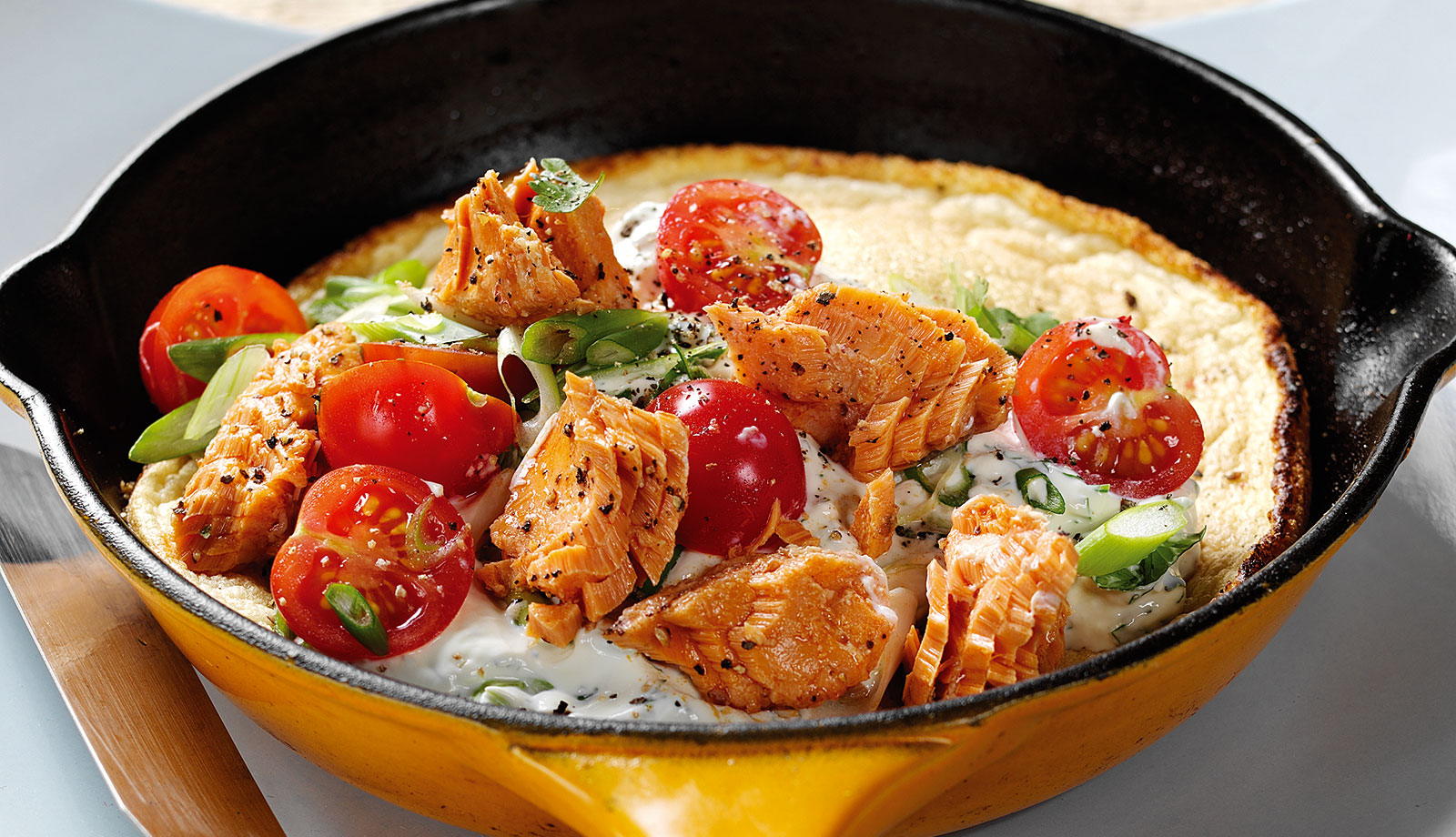 Fluffy Wild Alaska Salmon and Soft Cheese Omelette