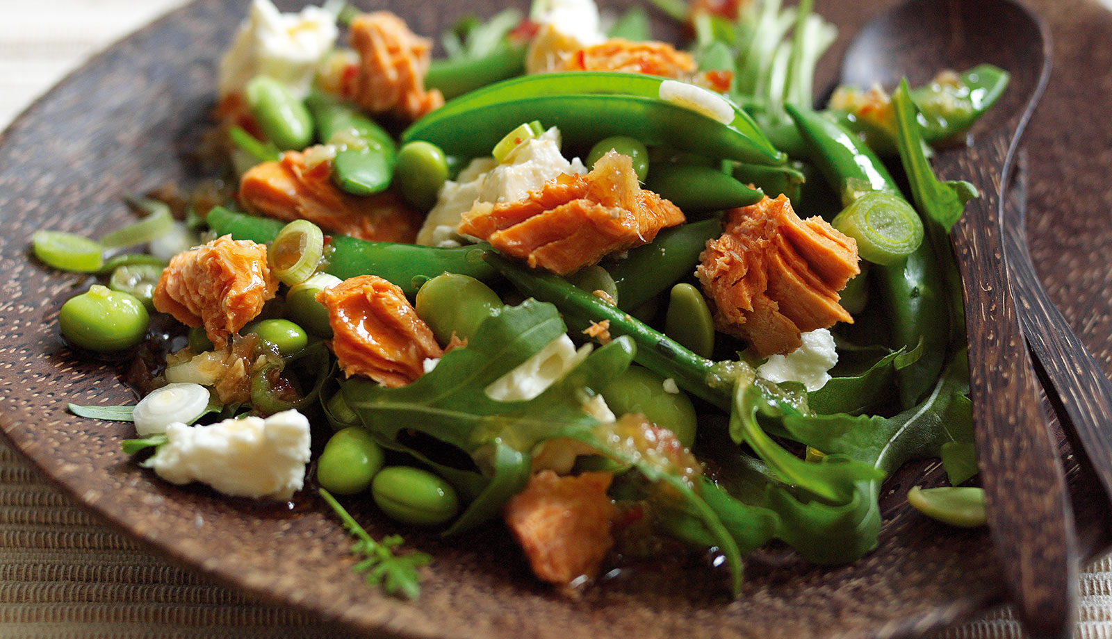 Wild Alaska Salmon, Soya Bean, Rocket and Sugar Snap Salad