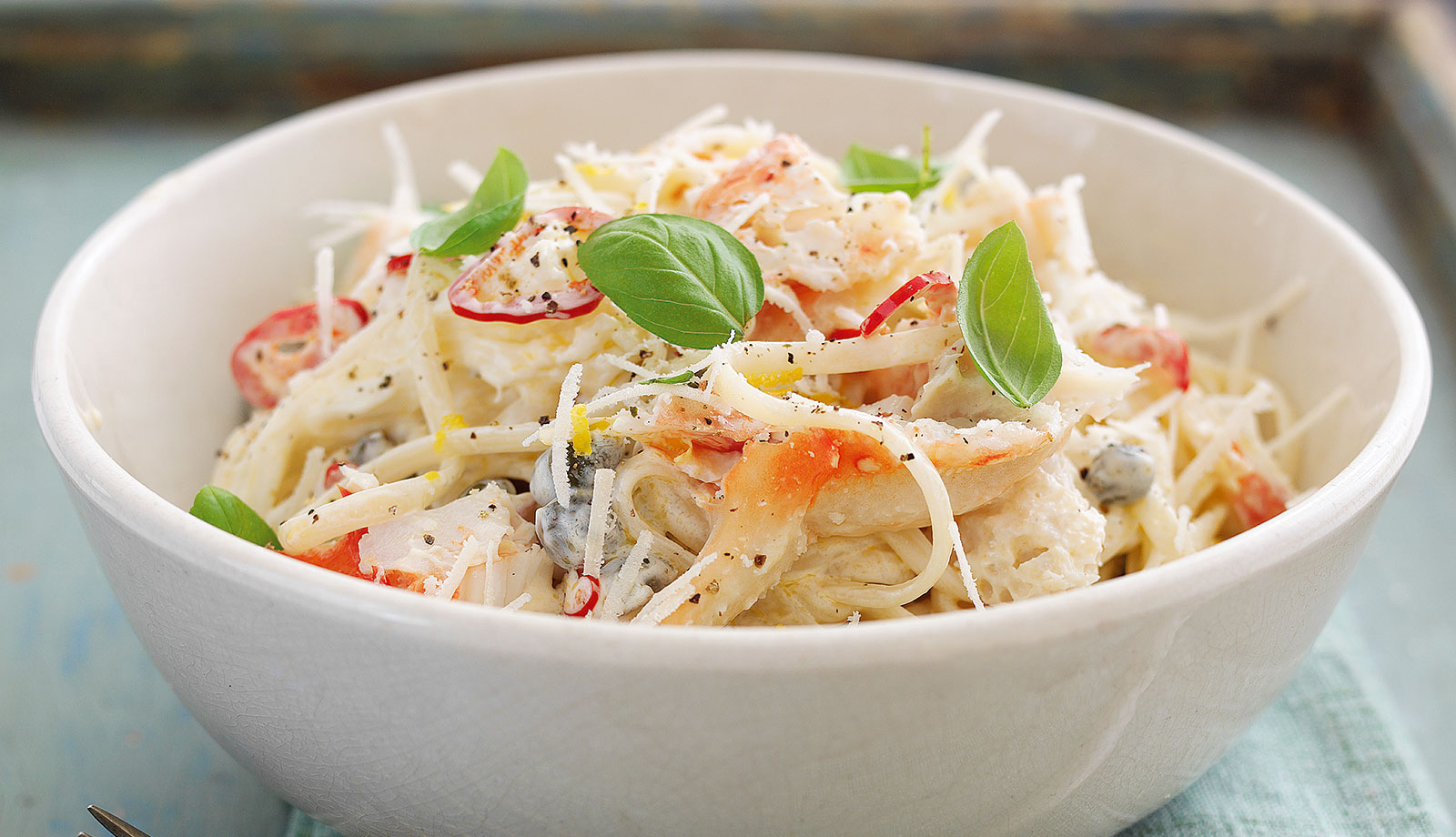 Wild Alaska Crab Linguine with Capers, Basil and Parmesan