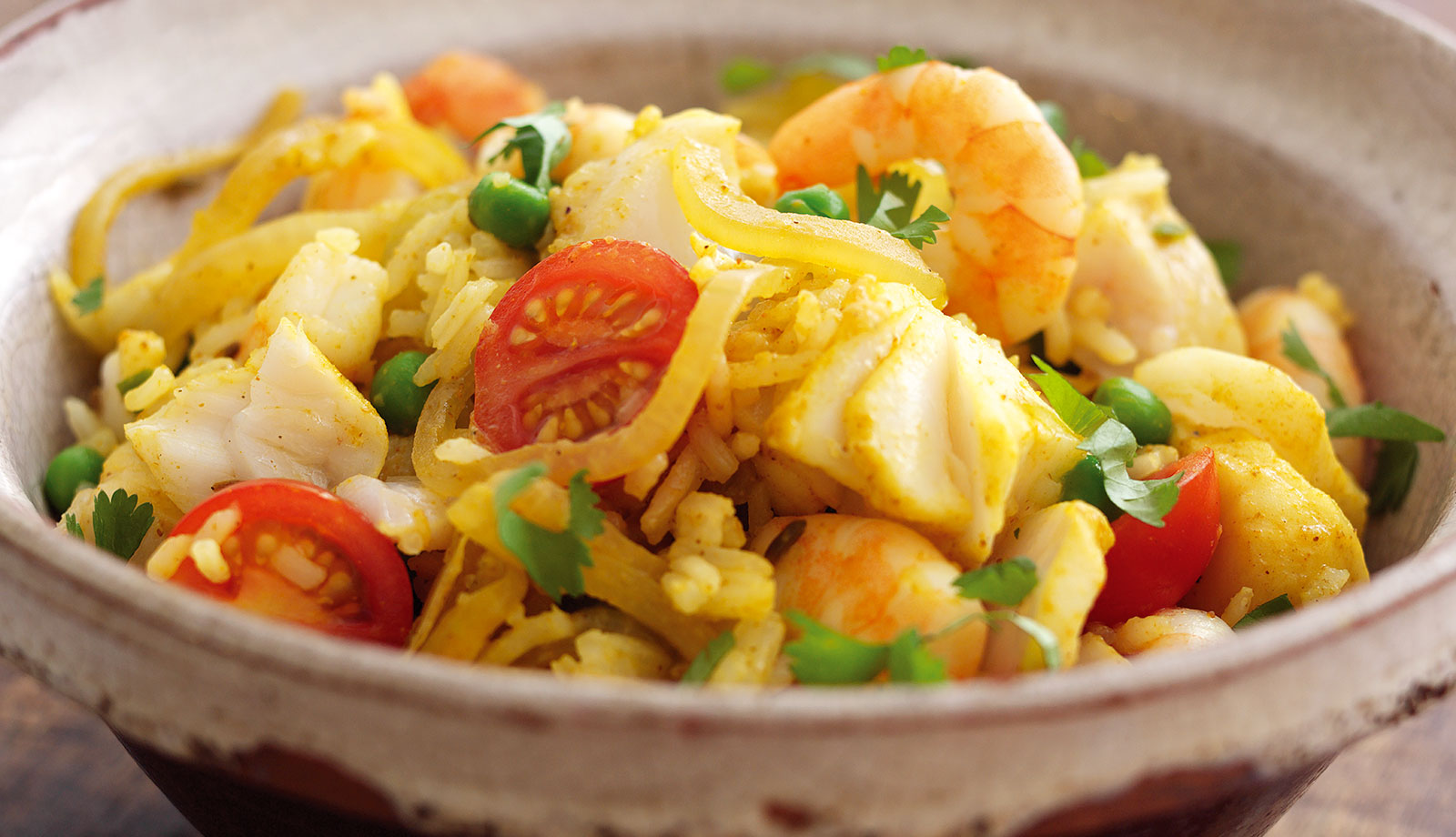Wild Alaska Pollock, Prawn and Pea Biriyani Recipe