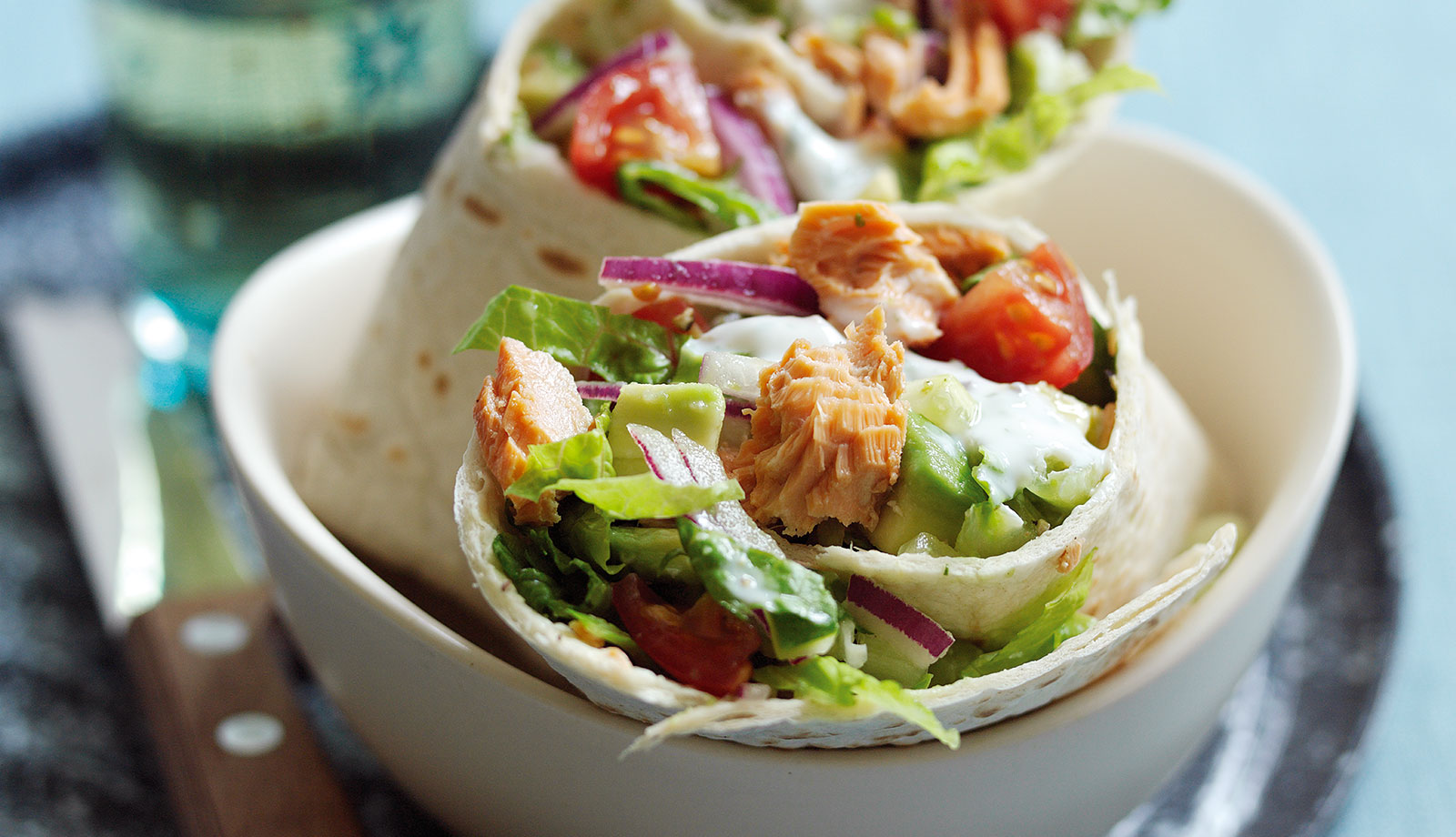 Wild Alaska Salmon Wraps with Minted Yogurt Dressing