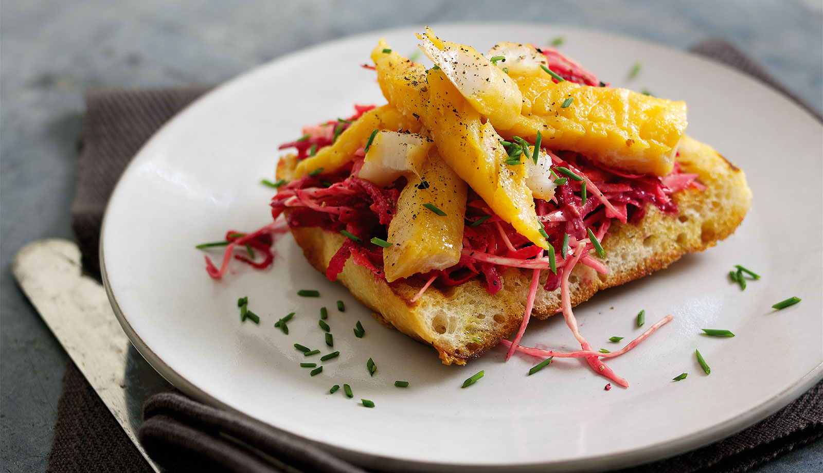 Smoked Wild Alaska Pollock and Beetroot Coleslaw Ciabatta