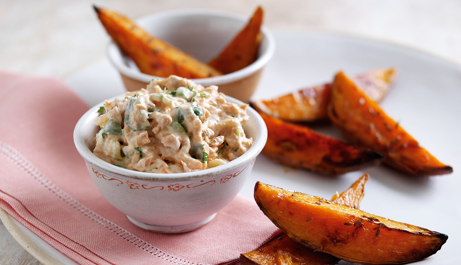 Wild Alaska Salmon Dip with Roasted Sweet Potato Wedges
