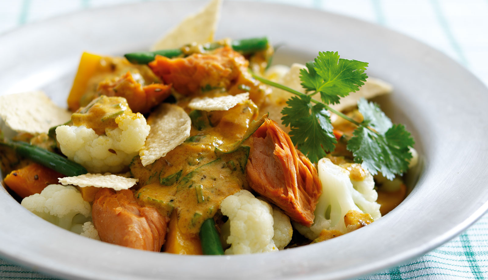 Wild Alaska Salmon, Squash and Cauliflower Korma Bake