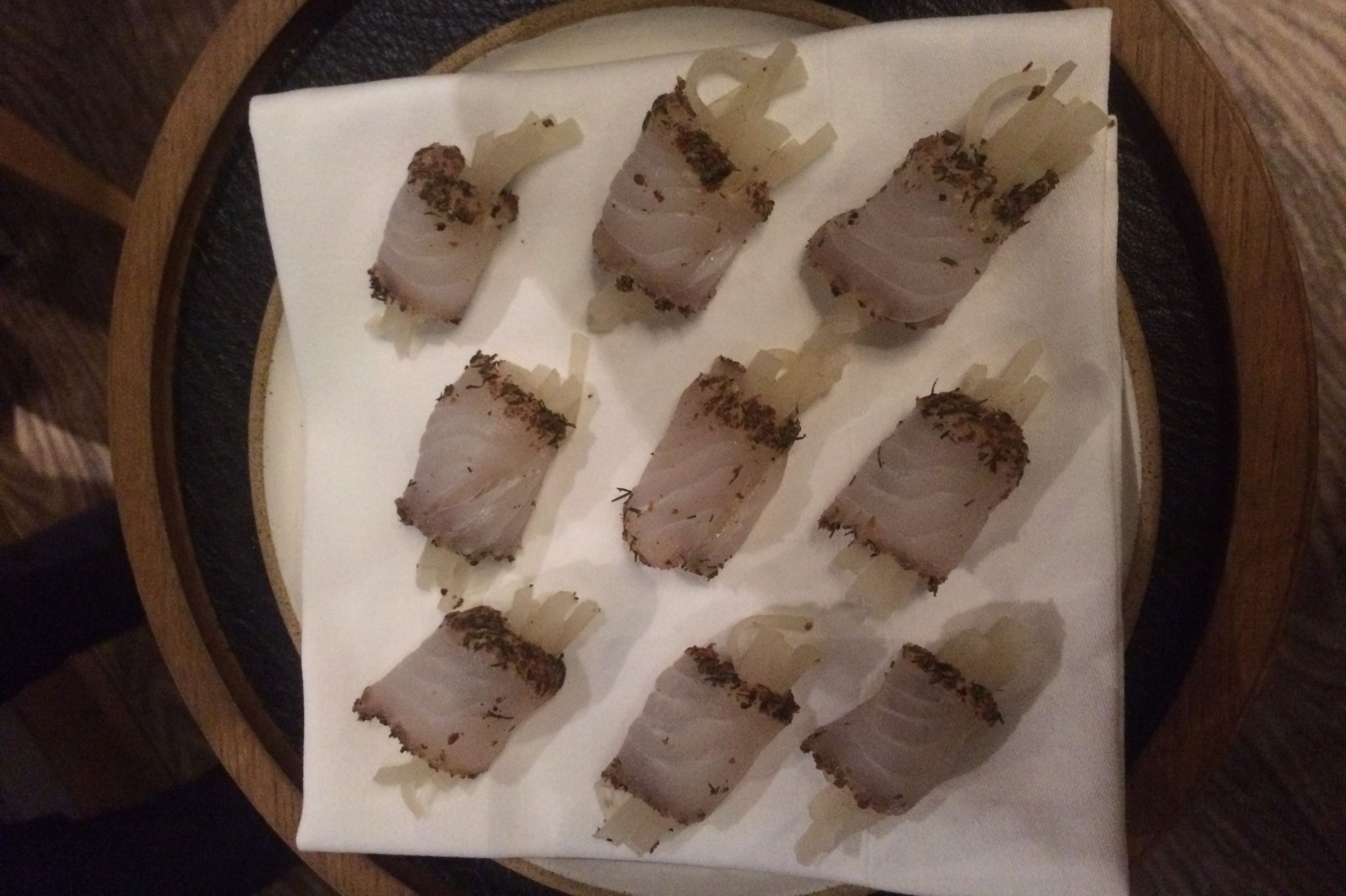 Peppered Alaska Pollock with Pickled Mooli Radish