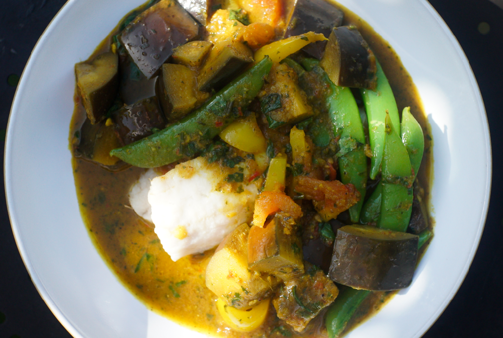 Roasted Alaska Pollock with Yellow Curry Sauce