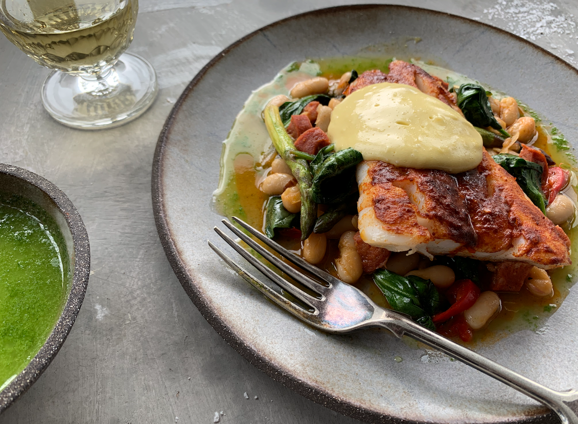 Alaska Pollock, Chorizo, Beans and Greens - Wild Alaska Seafood