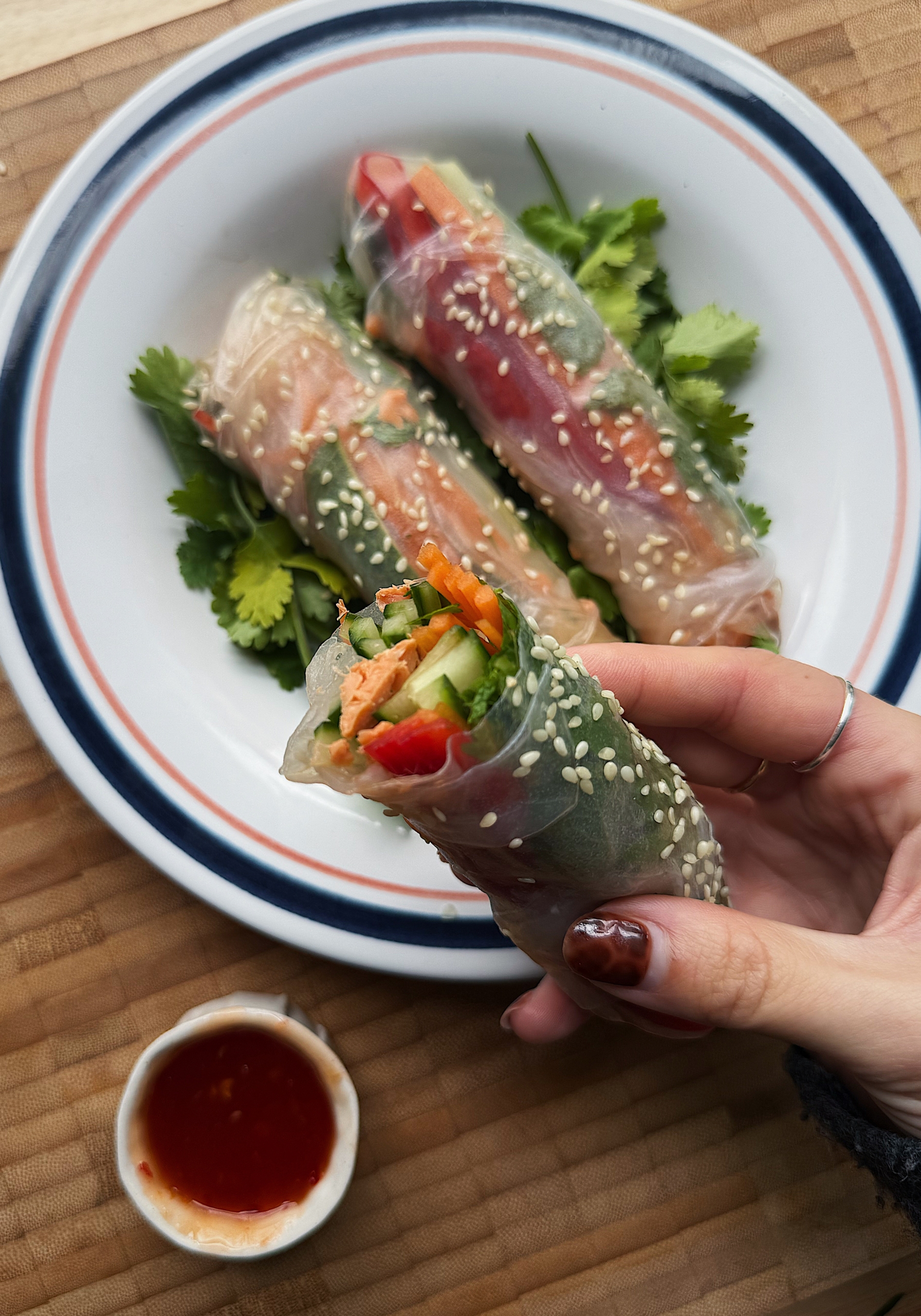 Salmon Summer Rolls with Chilli Dip - Wild Alaska Seafood